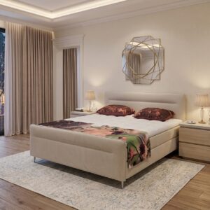 Cinderella boxspring Tender met voetbord 1 en 2 persoons kleur beige naturel.