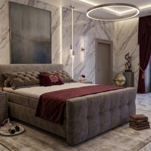 Boxspring Renoir met voetbord 1 en 2 persoons kleur grijs