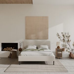 Ledikant Desire met stof gestoffeerd met stalen poten